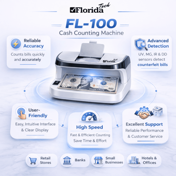 Note Authontication Machine Florida Tech FL-100 Currency Authentication Machine Compact Fake Note ...