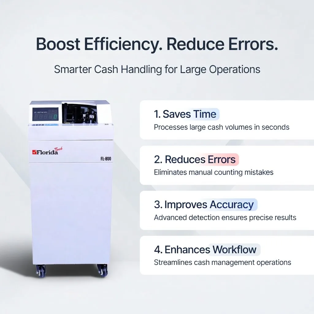 FL-800 cash counting machine for high volume counting with advanced detection system