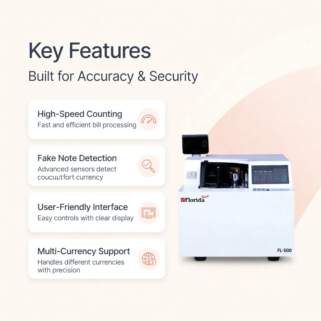 FL-500 Cash Counting Machine with Detection FL-500 cash counting machine with fake note detection and high speed processing