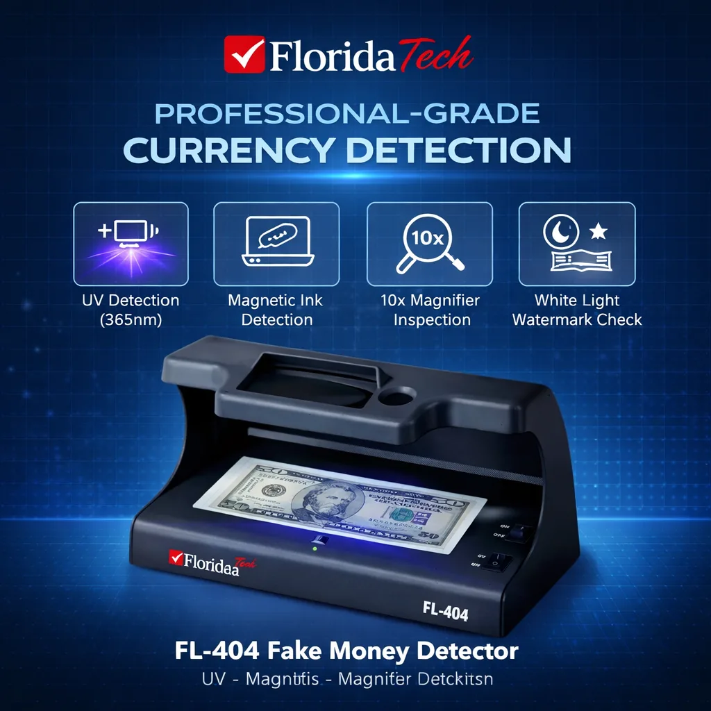 FL-404 compact UV banknote detector for retail and banking cash verification